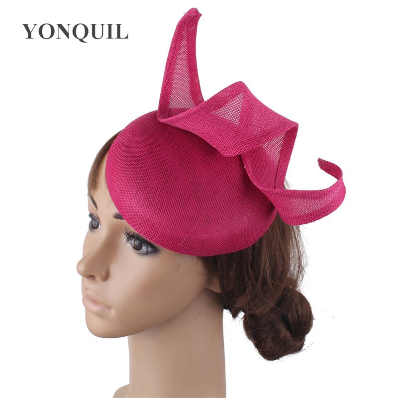 Imitatie Sinamay Bruid Bruiloft Hoed Tovenaar Hoops Decor Hoofddeksel Vrouwen Elegante Getrouwd Hoedenzaak Cap Haar Pin Accessoires