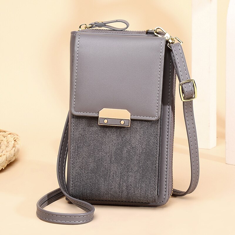 Vrouwen Messenger Bag Mobiele Telefoon Schouder Portemonnee Kleine Pu Lederen Crossbody Hangen Zakken Voor Dames Kaarthouder Portemonnee vrouwelijke: Gray