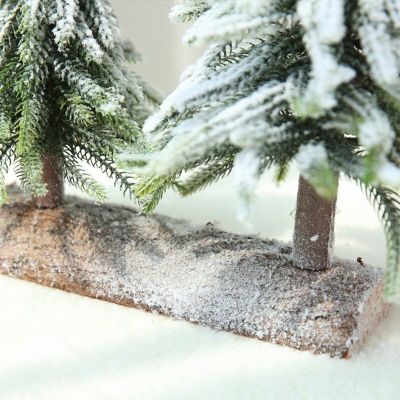 Christmas Tree Burlap Flocking Snow Scene Arrangement Christmas Decorations Desk D0AD