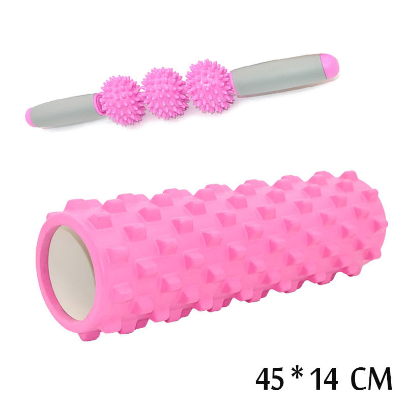 45/14CM Yoga Foam Pilate Fitness Roller EVA Sports Hollow Core Column Massage Grid Floating Trigger Point Therapy Exercise block: Light yellow