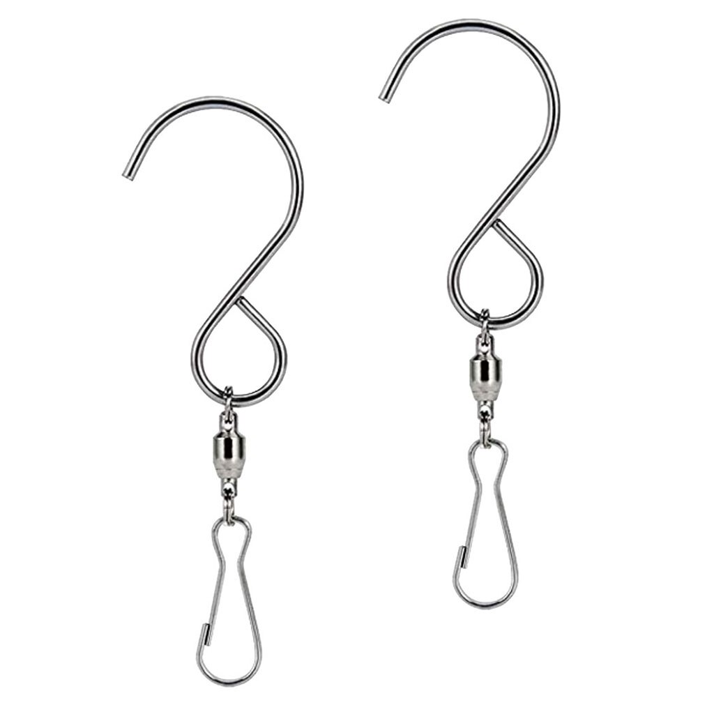Whirligig Wind Spinner SS Swivel Hook Display Twist Turn Swirl(2, Hook and Clip)