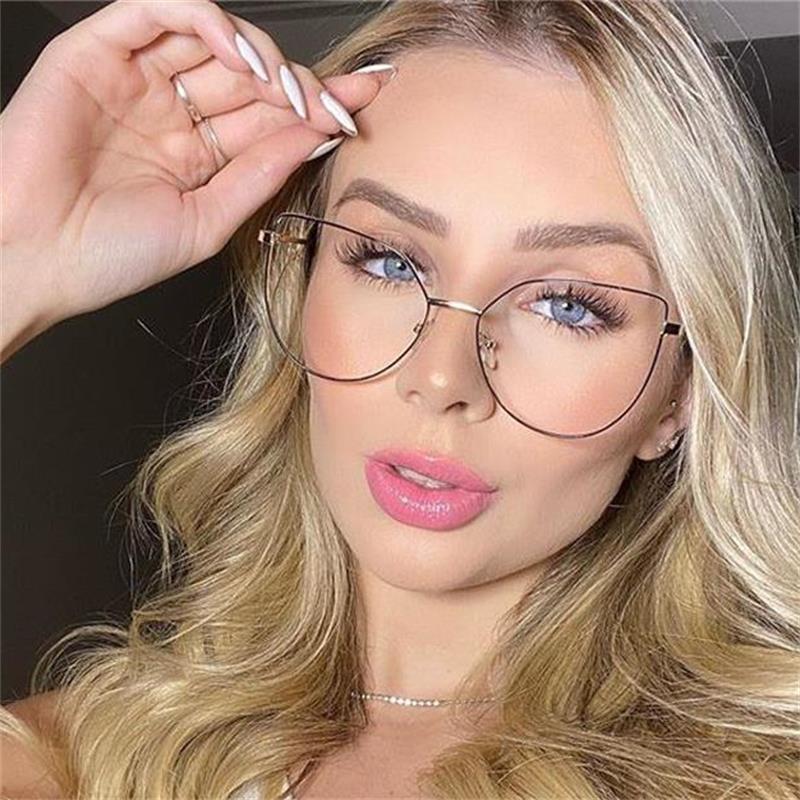 Gafas de ordenador con bloqueo de luz azul ojo de gato dorado, de , marco de gafas ópticas, transparentes, sin Dioptor