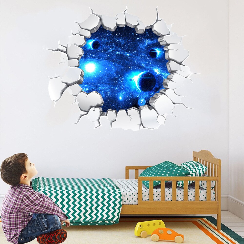 3D gwiazda planeta zepsuta ściana naklejki pokój dziecięcy astronauta strona główna tapeta z dekorem dekoracja pokoju nastolatka artystyczna robić sypialni naklejki ścienne
