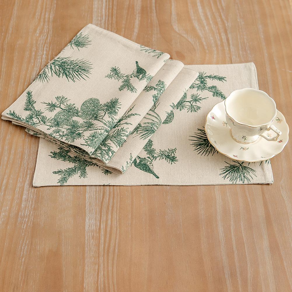 Pine Cone Print Table Runner Linen Dining Table Mat Plant Placemats Table Cloth Runners Modern Home Dining Table Trimmings Decor