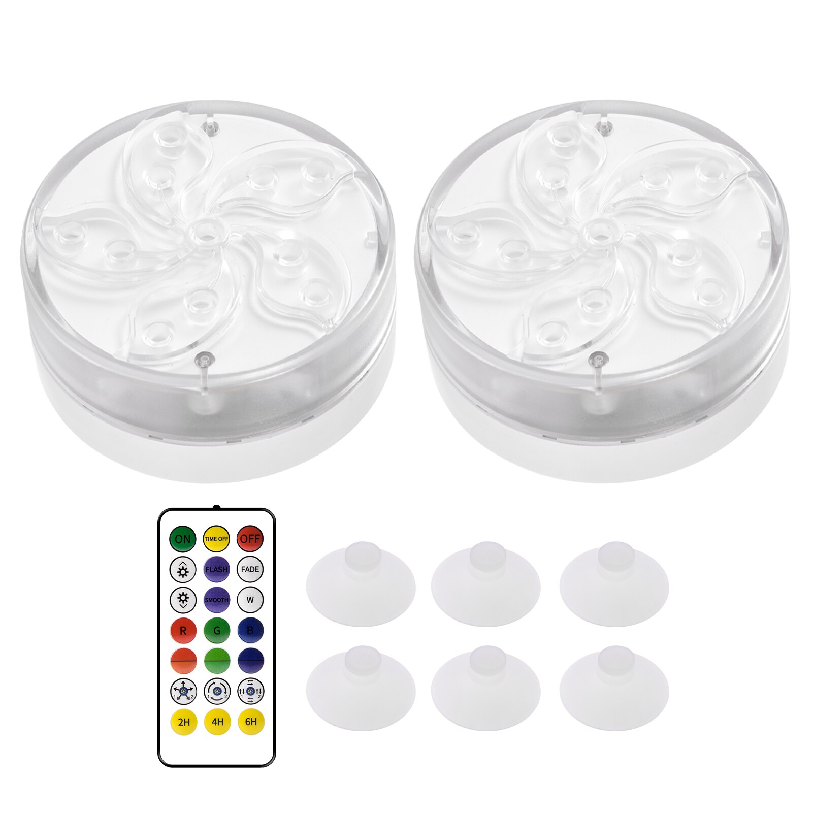 Fish Tank Onderwater Lamp Waterdicht Rf Led Verlichting Afstandsbediening Aquarium Kerst Dompelpompen Huis Tuin Decor Landschap: 2PCS