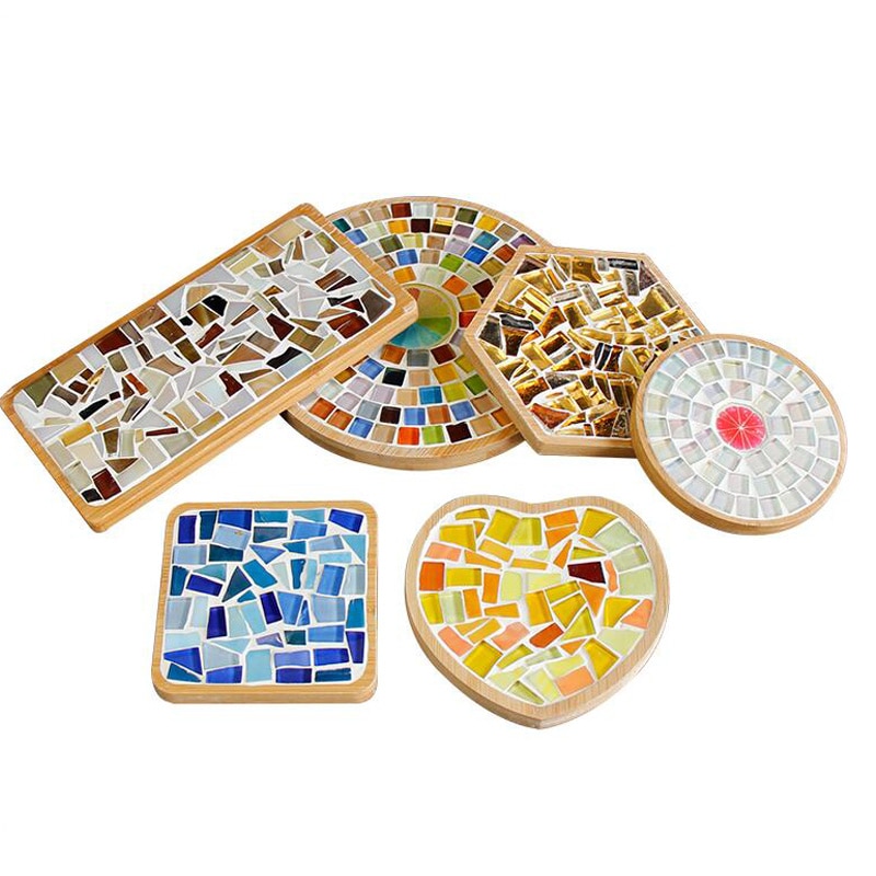 Bamboo Heart Cup Coasters Mosaic Coaster Cup Mat Placemat Mosaic Making parent-child DIY Craft Mosaic Tool Kit