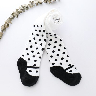 Qxmy collants para meninas crianças meias listra dot meia-calça de lã grossa quente do bebê leggings outono inverno roupas: white dot / 3-4 years old