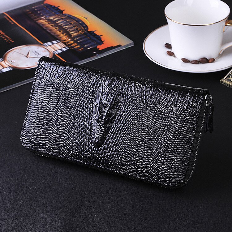 Krokodil Patroon Clutch Bag Mannen Lange Portemonnee Sectie High-End Zakelijke Mannen Enkele Rits Portemonnee Multi-kaart Telefoon Tas Portemonnee