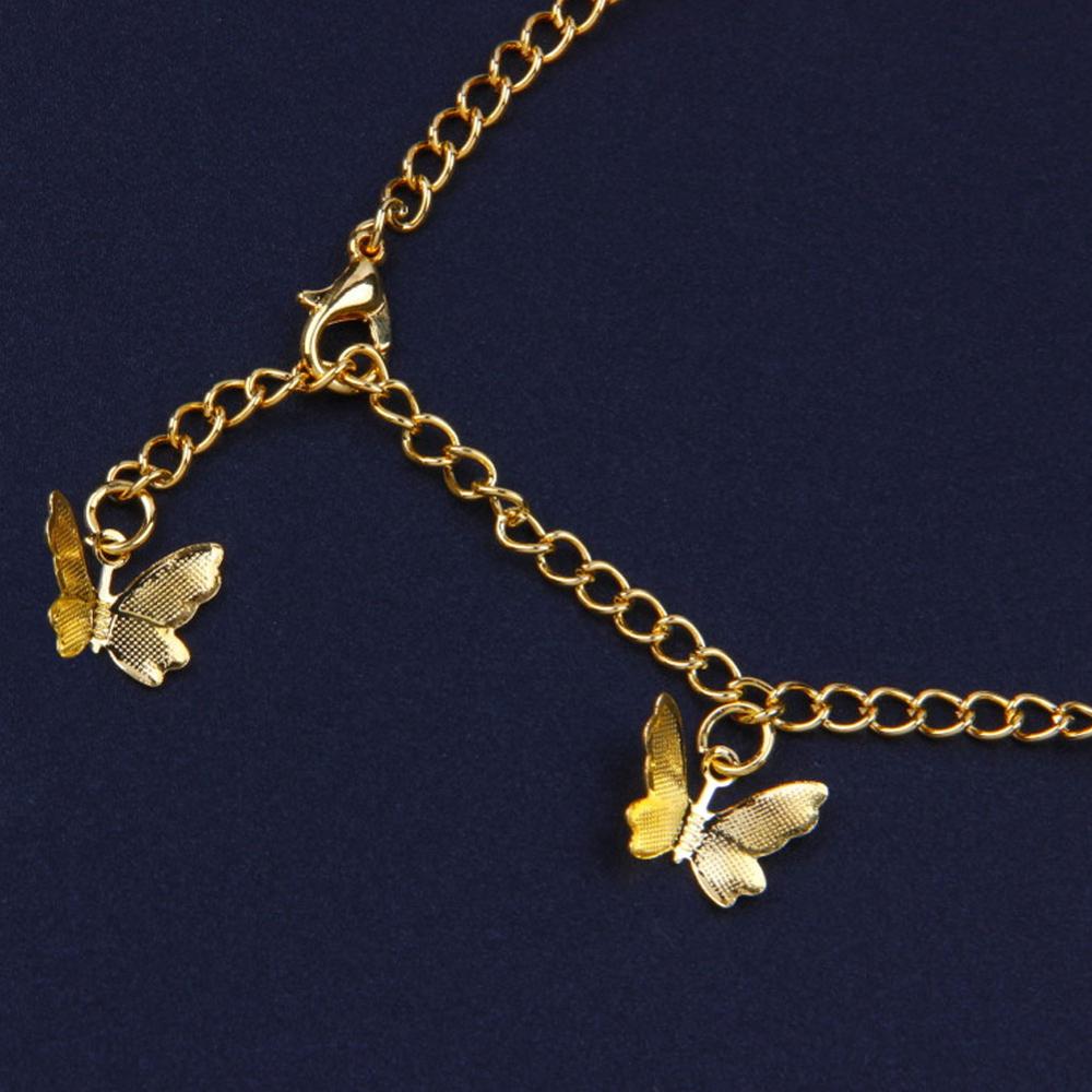 Stonefans Bohemian Beach Anklet Bracelet Gold Butterfly Pendant Jewelry Metal Butterfly Foot Chain Anklet for Women Jewelry