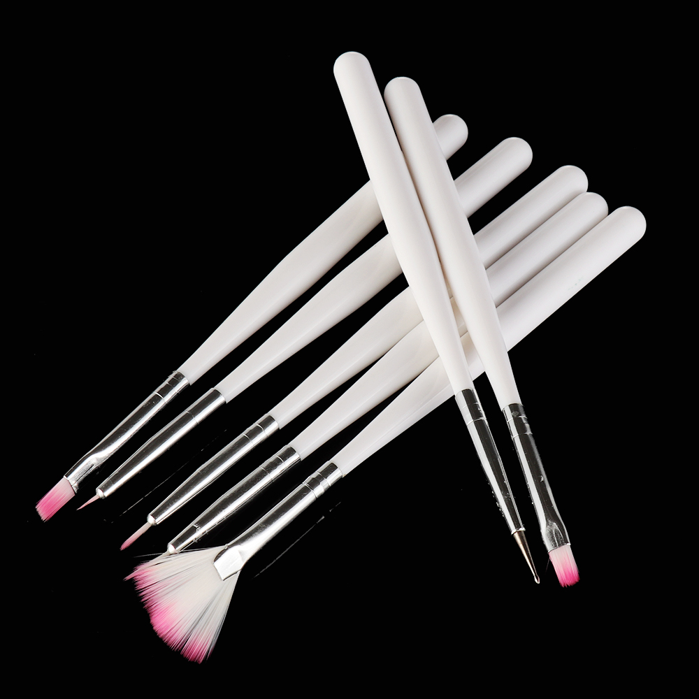 7 stk plast rustfritt stål cupcake maling pennebørste konditor fondant glasur tørke støv form decal dekor tilbehør diy sugarcraft verktøy