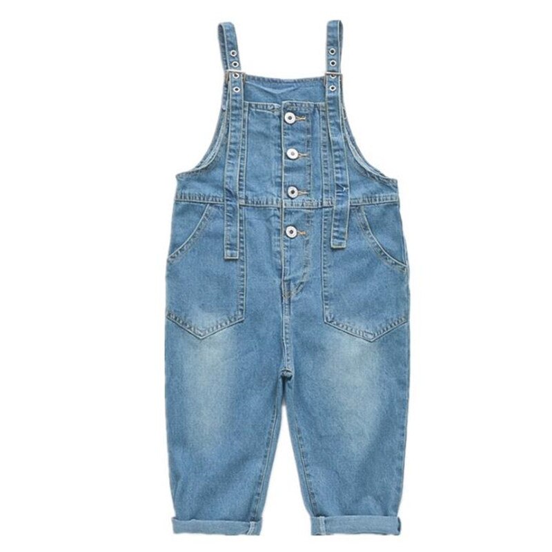 Dfxd crianças denim macacão calças primavera crianças menino menina algodão sólido jean bib calças coreano suspender calças da criança roupas