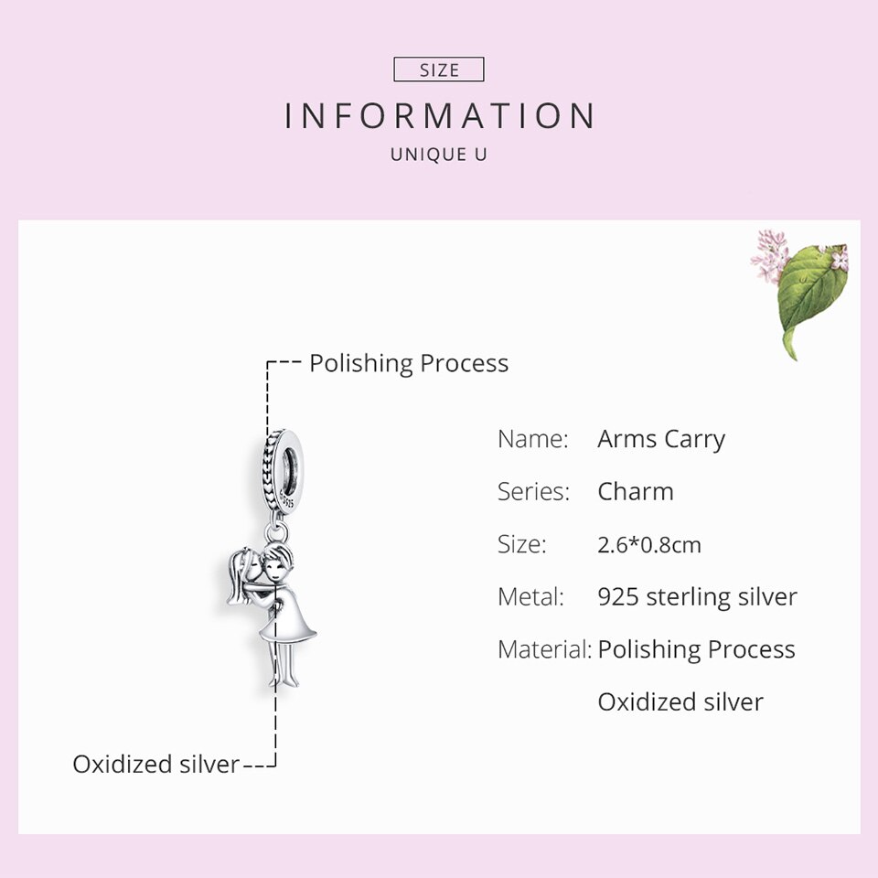 BISAER Perline 925 sterlina d'argento Romantico Braccia trasportare Ciliegie Pendenti E Ciondoli Amanti Del Pendente Misura il Braccialetto Dei Monili Della Collana EFC363