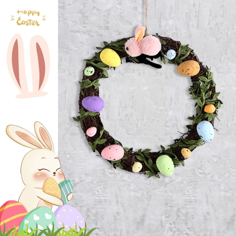 Artificial Garlands Bubble Egg Easter Wreaths Front Door Garden Courtyard Decoration Happy Easter Party Wreath Decor
