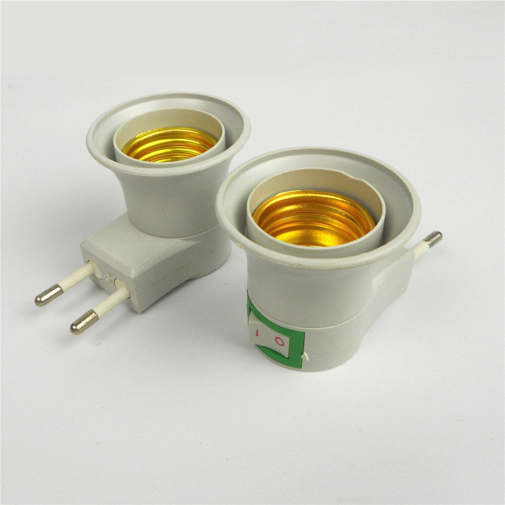 EU Plug Practical White E27 LED Light Socket To Holder Adapter Converter ON/OFF For Bulb Lamp