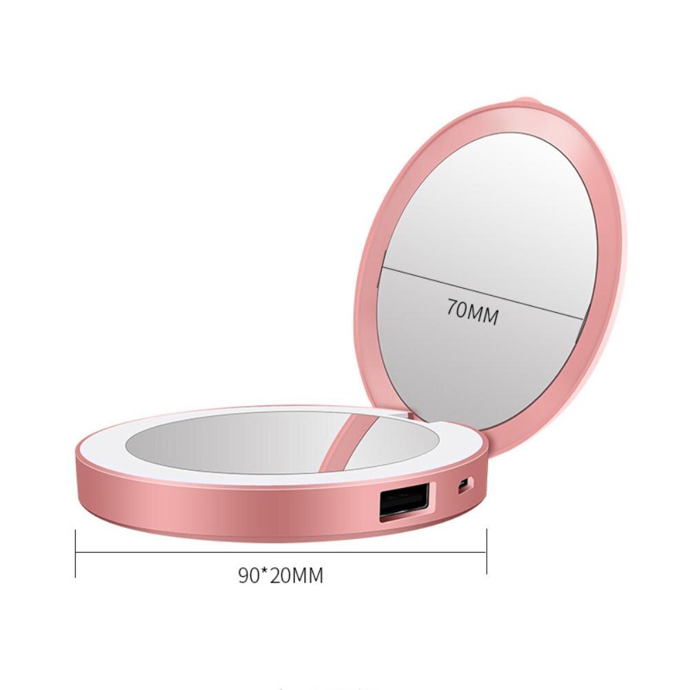 Portable Equipped Makeup Mirror Mini LED Light Tri-fold Illuminating Folding Laptop Phone Charging Power Bank Makeup Mirror