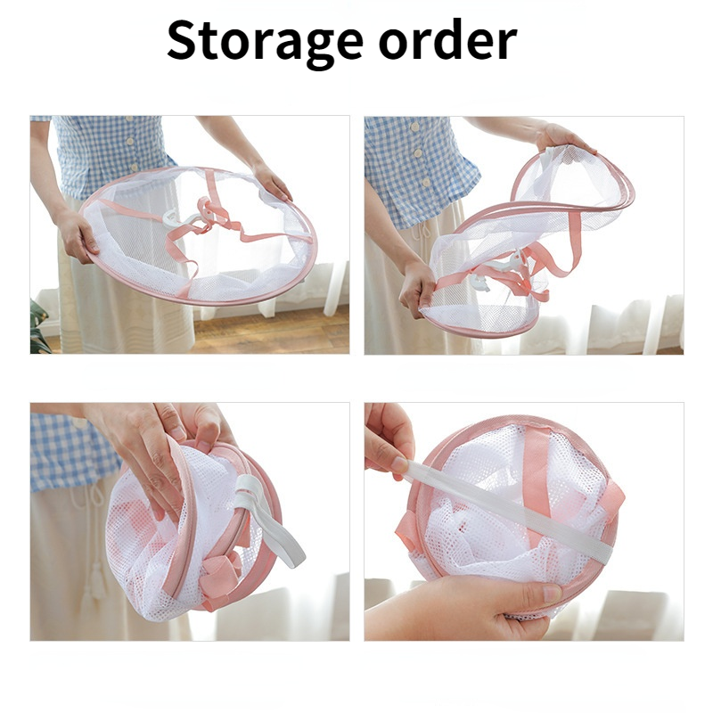 Clothes Drying Basket Hanging Sweater Net Mesh Pink Pocket Retractable Anti-Deformation Rack Socks Drying Bag Laundry Storage