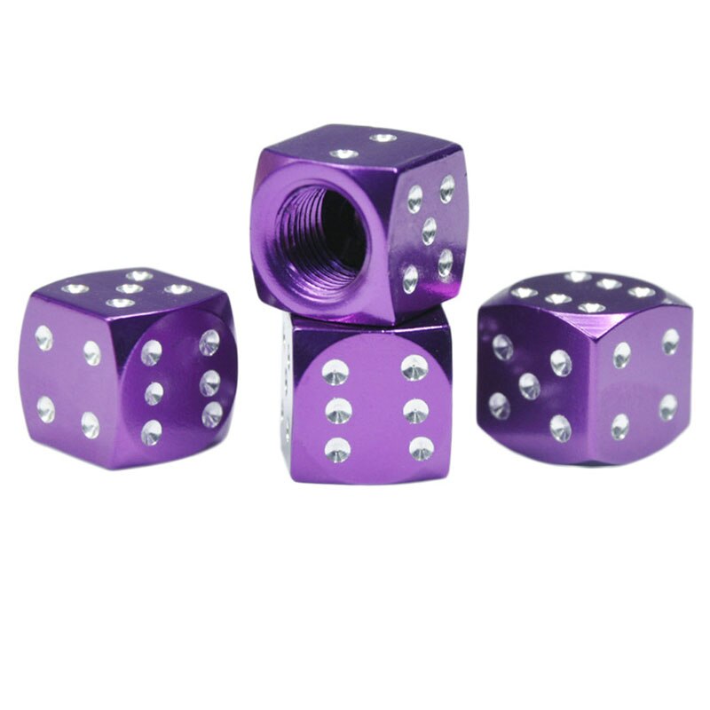 4pc 8pc Dice Valve Caps MTB Bike Tire Schrader Valve Stem Caps Car Trunk Mountain Road Bike Wheel Rims Bicycle Accessories: 4pc purple