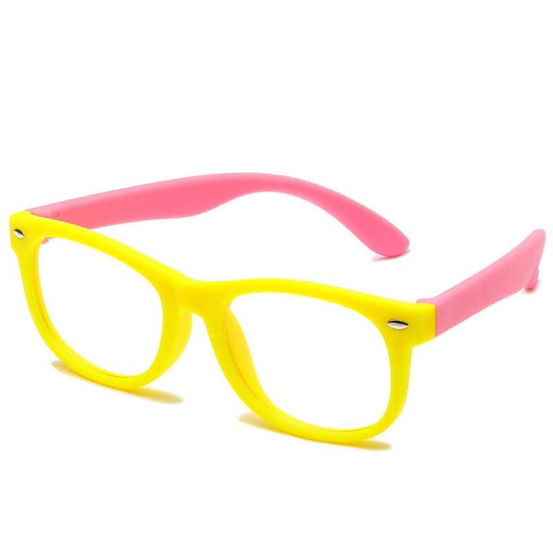 WarBLade Anti Blue Light Kids Glasses Children Square Optical Frame Eyeware Boy Girls Computer Transparent Eyeglasses UV400: yellow pink