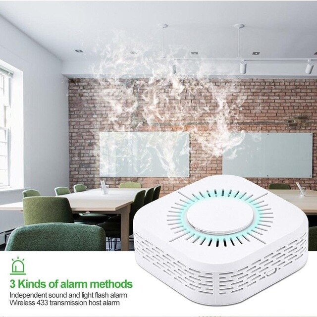 Smoke Detector Wireless 433MHz Fire Security Protection Alarm Sensor for Smart Home Automation, Work with for Sonoff RF Bridge