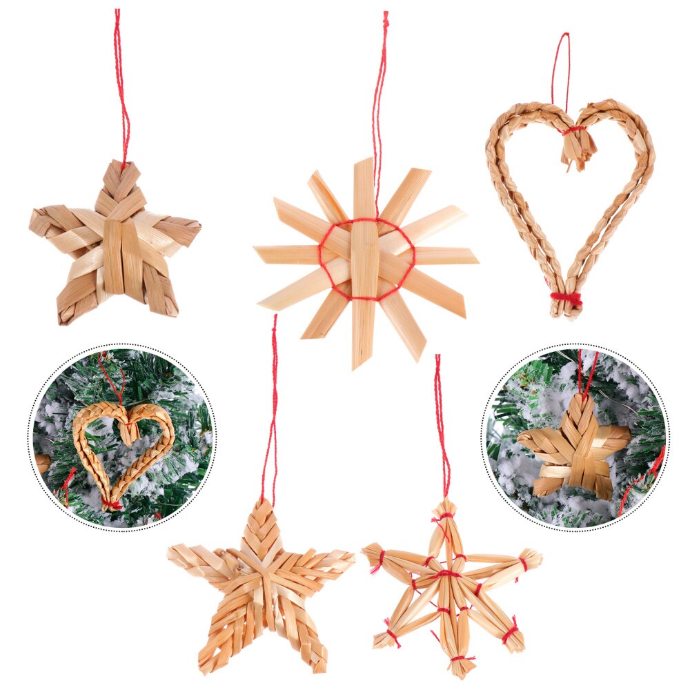 11 stuks hangende decoraties van tarwestro als kerstversiering voor thuis
