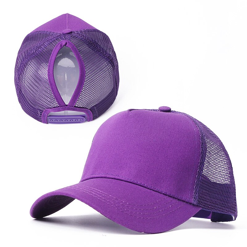 Baseball hætter mesh forår sommer udendørs sprot hat med hestehale hul åndbar snapback justerbare hætter til mænd og kvinder: B