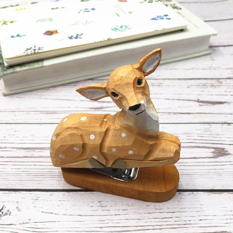 Handicraft Wooden Animal Stapler Office Supplies Wooden Stationery Stapler School Business Office: 18