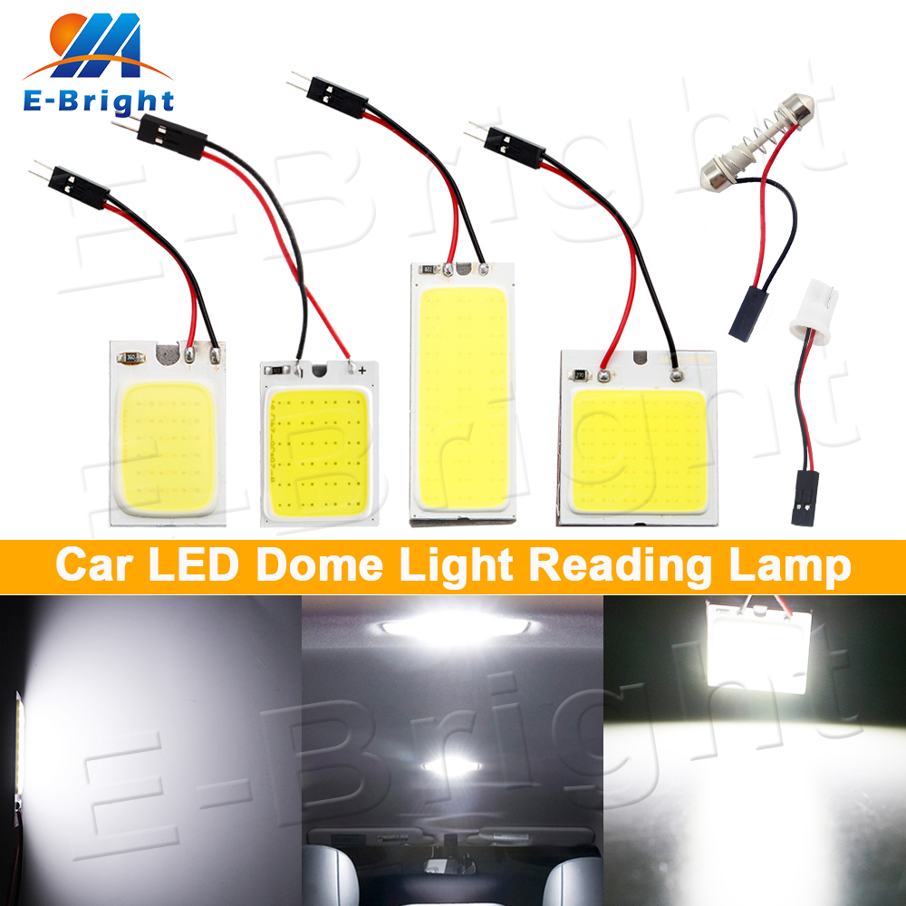 Luz de lectura para coche T10 festón W5W C5W T4W LED COB Panel lámparas vehículo Interior lámpara de lectura luz de techo luz de mapa DC 12V