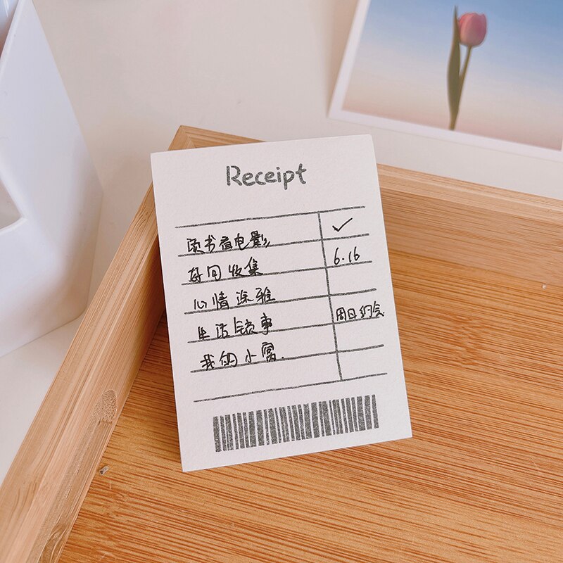 Black White Note Paper Simple Style Plaid Message Memo Pad Kawaii Stationery Notepad Office Leave Message Office Supplies: Receipt