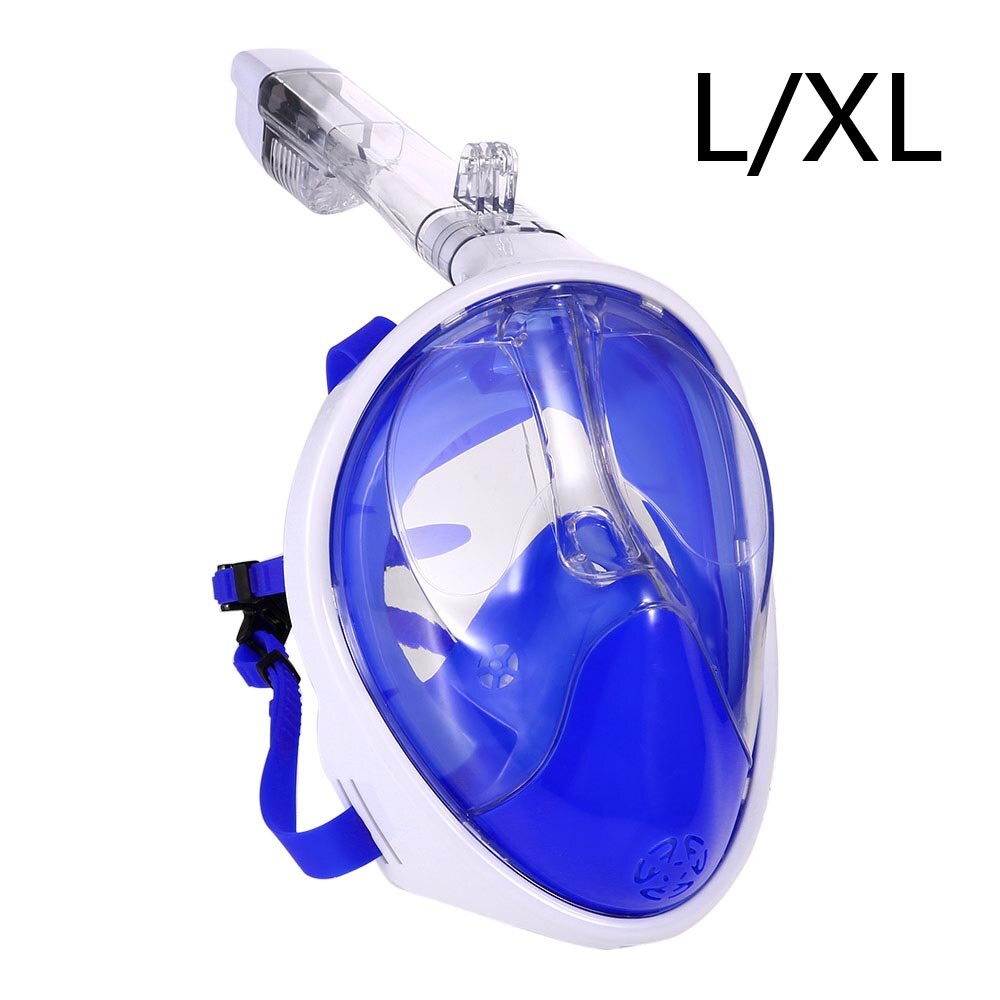 Full Face Snorkeling Mask Scuba Diving Snorkel Mask Set 180 Degree View Diving Equipment: Blue