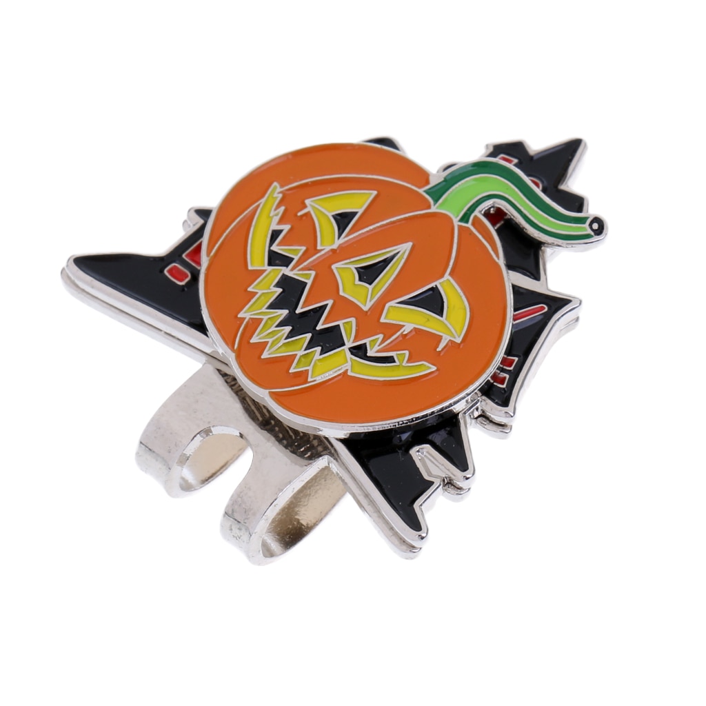 Robust sjovt halloween græskar magnetiseret hat cap clip-on golf markør golf tilbehør
