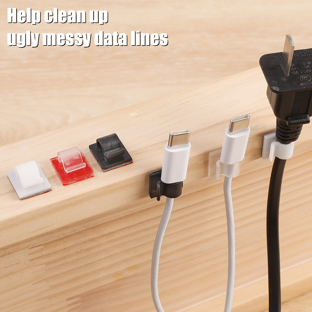 Cable Clips Adhesive Cable Organizer Sticky Wire Clip Cord Organizer Wires Management Holder for Office Car Home Charging Cable