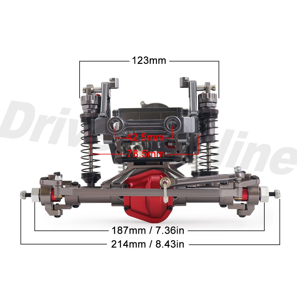 1/10 RC Crawler Chassis In Metallo Kit di 313 millimetri 12.3 "Passo con di Trasmissione In Metallo di Alluminio Asse Telaio In Fibra di Carbonio Ferroviario