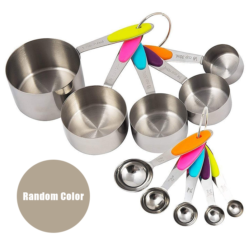10 Pcs/set Stainless Steel Measuring Cups Spoons Set for Cooking Baking Making Tea Coffee Kitchen Measuring Tools JAN88