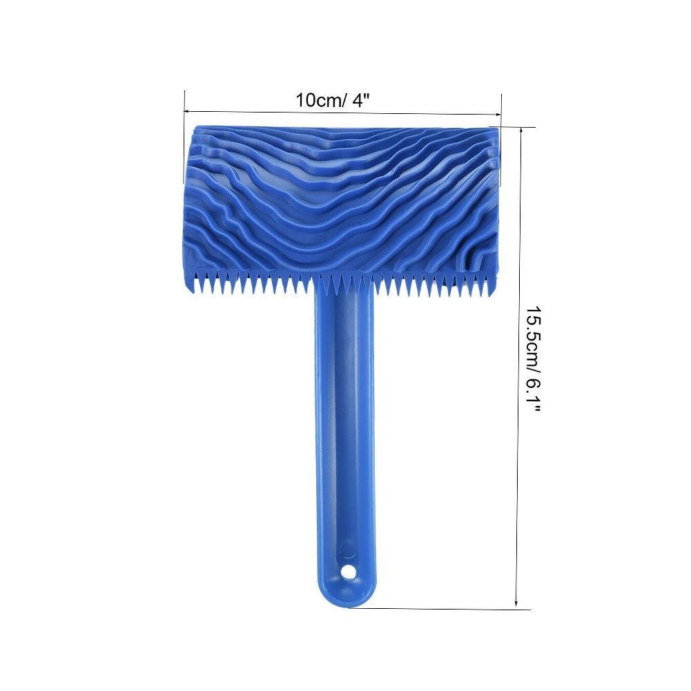 Blue Rubber Wood Grain Paint Roller DIY Graining Painting Tool Wood Grain Pattern Wall Painting Roller with Handle Home Tool: MS16