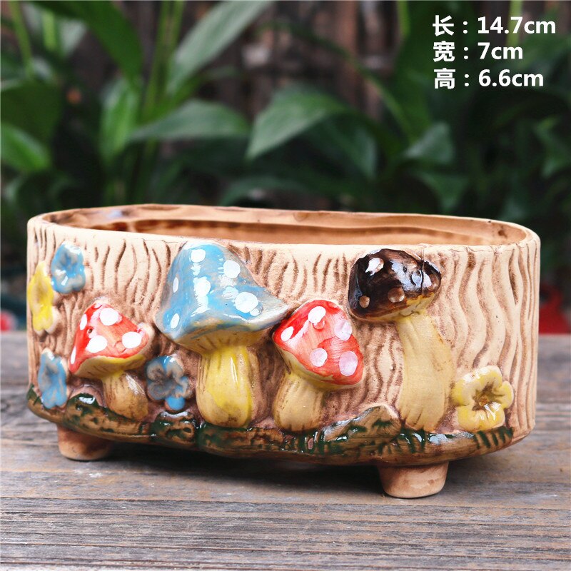 Paddestoel Steengoed Succulent Bloempot Woondecoratie Decoratie Creatieve Handgemaakte Gat Craft Succulent Bloempot: 2