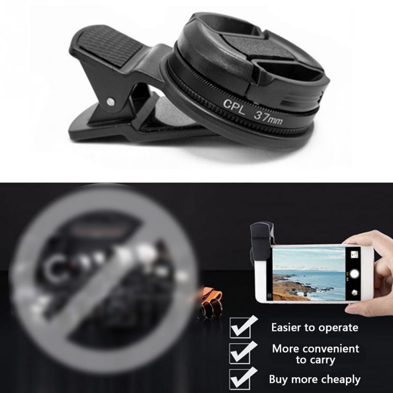 37MM Circular Camera Black Accessories CPL Filter Universal With Clip Portable Polarizer Wide Angle Lens Phone