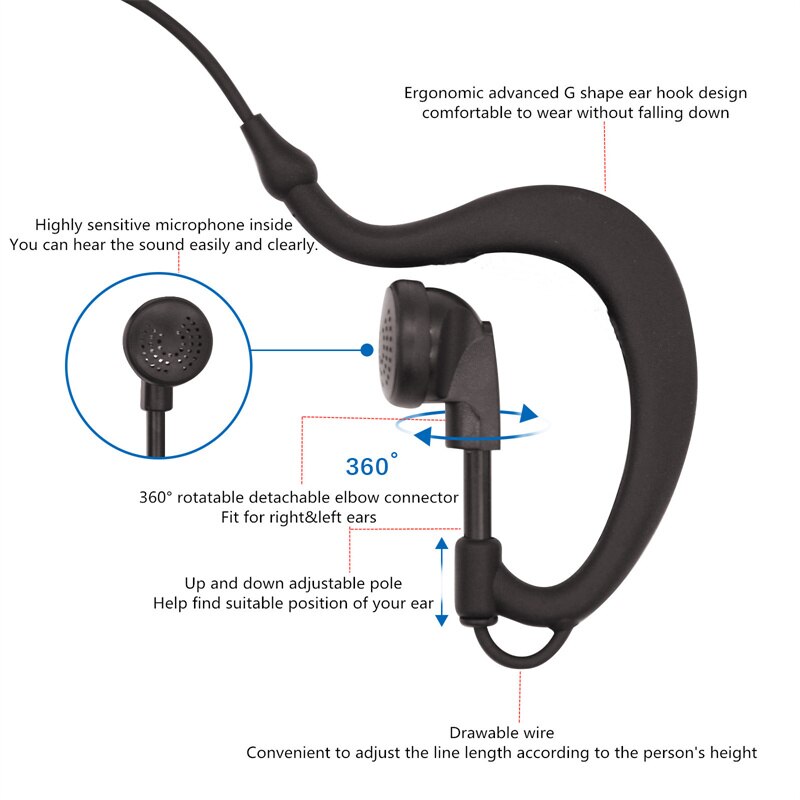 Voor Sepura STP8000, STP8030, STP8035, STP8038 Oortelefoon Walkie Talkie Headset Radio Oortelefoon Fone De Ouvido Em Forma De G Ptt