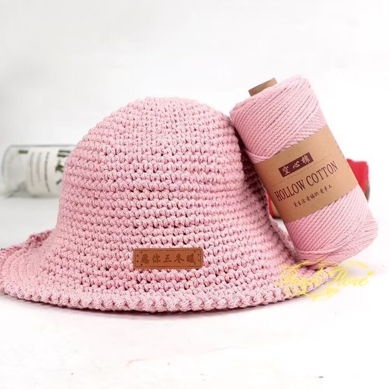 Hollow Cotton Thread Linen Yarn 150g Round Strand Medium Thick Cotton Thread Hand Woven DIY Crochet Hook Hat Bag Material