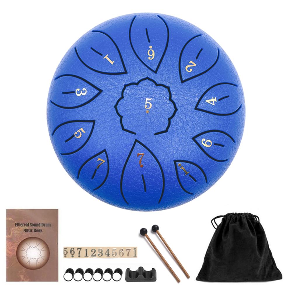 6in 11/8 Tonne Metall Zunge Trommel Mini Hand Pfanne Trommeln mit Trommelstöcke Schlagzeug Musical Instrumente für Anfänger Melodie Hand Trommel: 6Zoll 11Ton Blau