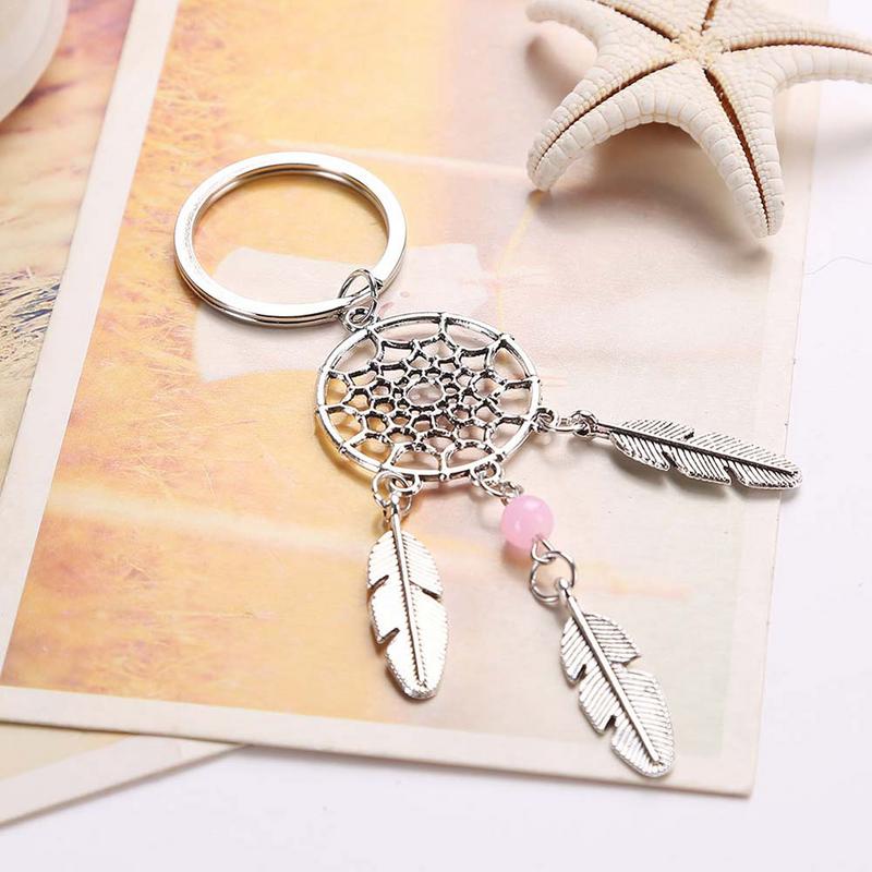 Dream Catcher Tone Key Chain Silver Ring Feather Tassels Keyring Keychain For Women Ladies Girl #YW