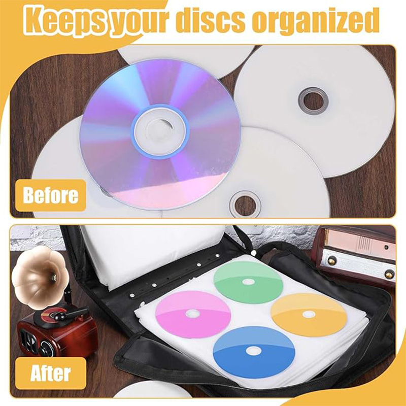 CD Case, 400 Capacity DVD Case Holder, Heavy Duty Zipper Protective Movie Media Storage Organizer Binder Wallet for Car Home Off