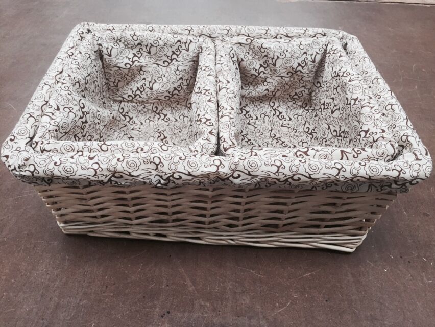 SET DE 3 CESTAS JOCCA DE MIMBRE CON FORRO DE TELA PARA EL HOGAR. CESTA DE ALMACENAMIENTO PARA CUARTO BEBE. CESTA DECORACIÓN RECTANGULAR PARA JOYAS. CANASTOS DE MIMBRE PARA JUGUETES. CANASTA ORGANIZADORA LIBROS. .: Blanco