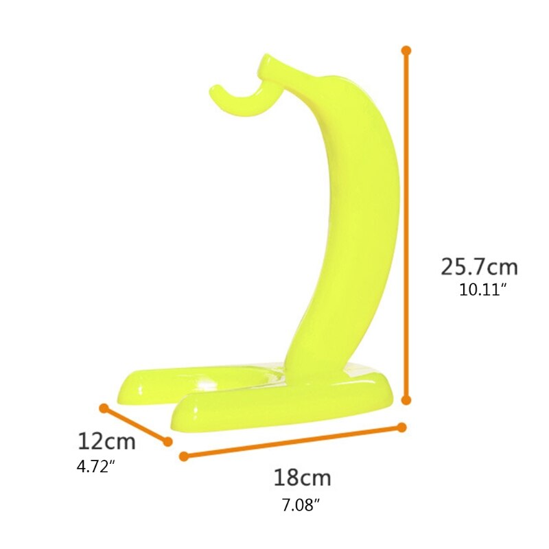 Yellow Banana Holder Banana Shaped Modern Finish Banana Hanger with Hook Stand Plastic Sturdy Display for Home Bar 37MF
