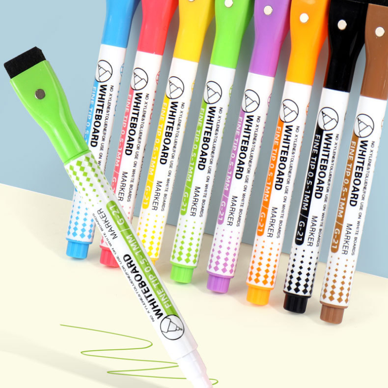 8 kleuren 0,5 mm magnetische droog uitwisbare markers whiteboard markeerstift kantoor school wit bord briefpapier extra fijne punt gekleurde pennen