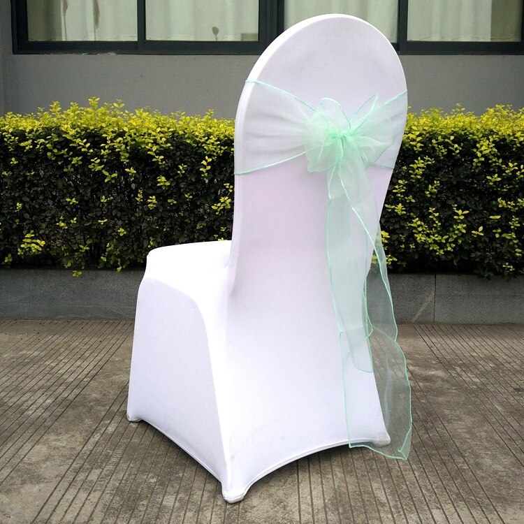 Wedding Decoration Chair Cover Band Ribbons Chair Backs with Bows for Party Hotel Banquets with Tulle Streamers 25PCS/LOT: 7