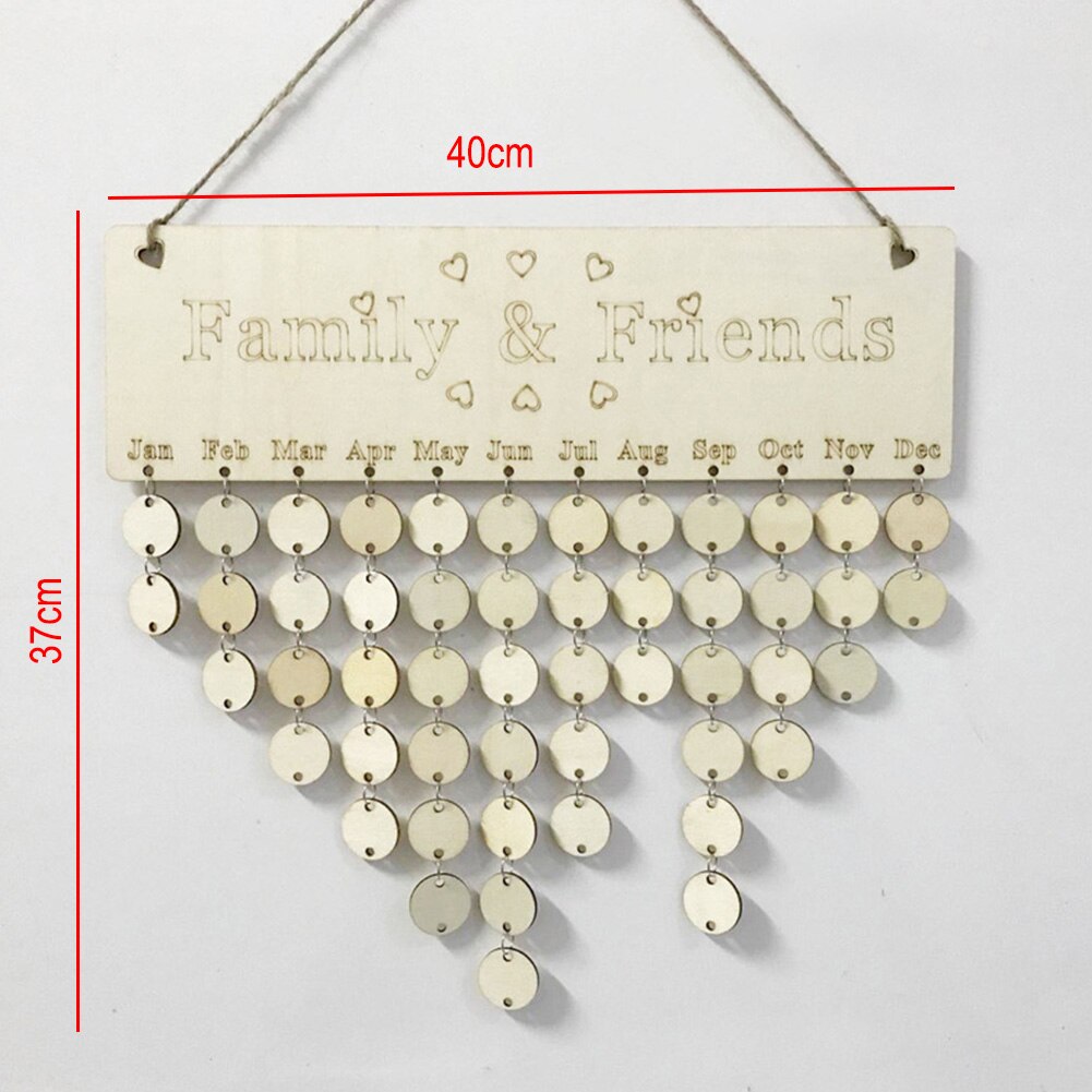 Kantoor hangende data verjaardag kerstversieringen houten verticale knutselwerkjes familie wandkalender