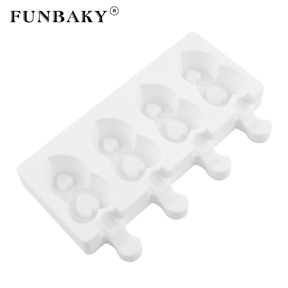 FUNBAKY Ice Cream Molds Silicone Popsicle Forzen Party With Wooden Sticks