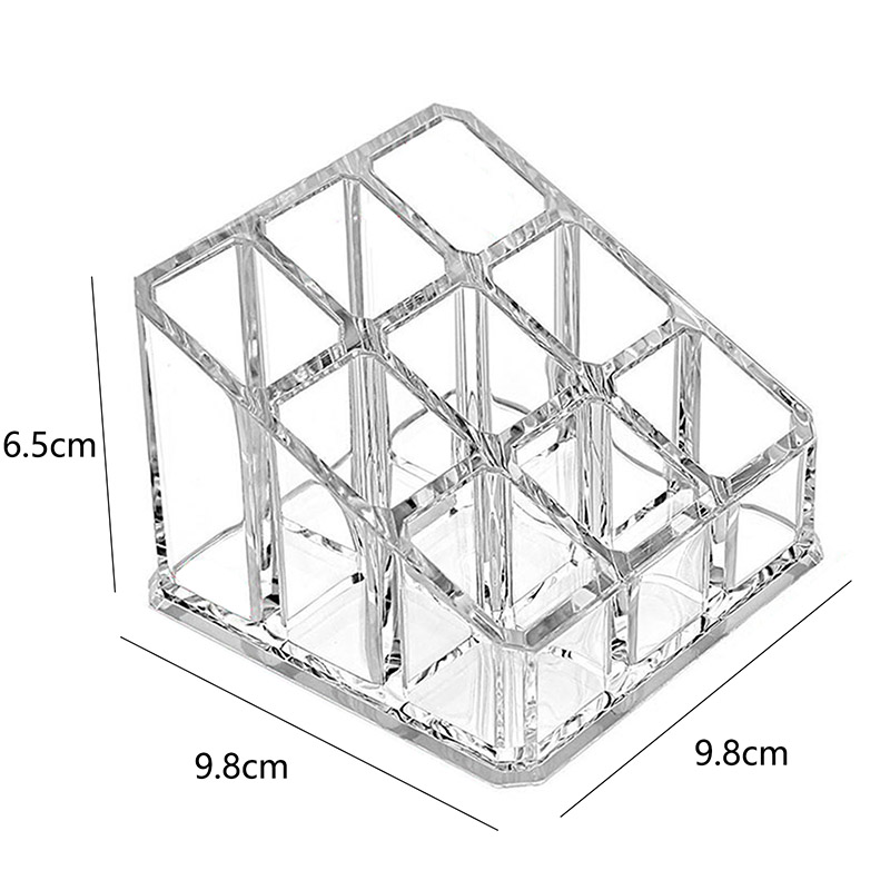 24/6 Grid Lipstick Box Acryl Make Organizer Opbergdoos Lippenstift Nagellak Display Stand Houder Cosmetische Organizer Box #058: 9 grids