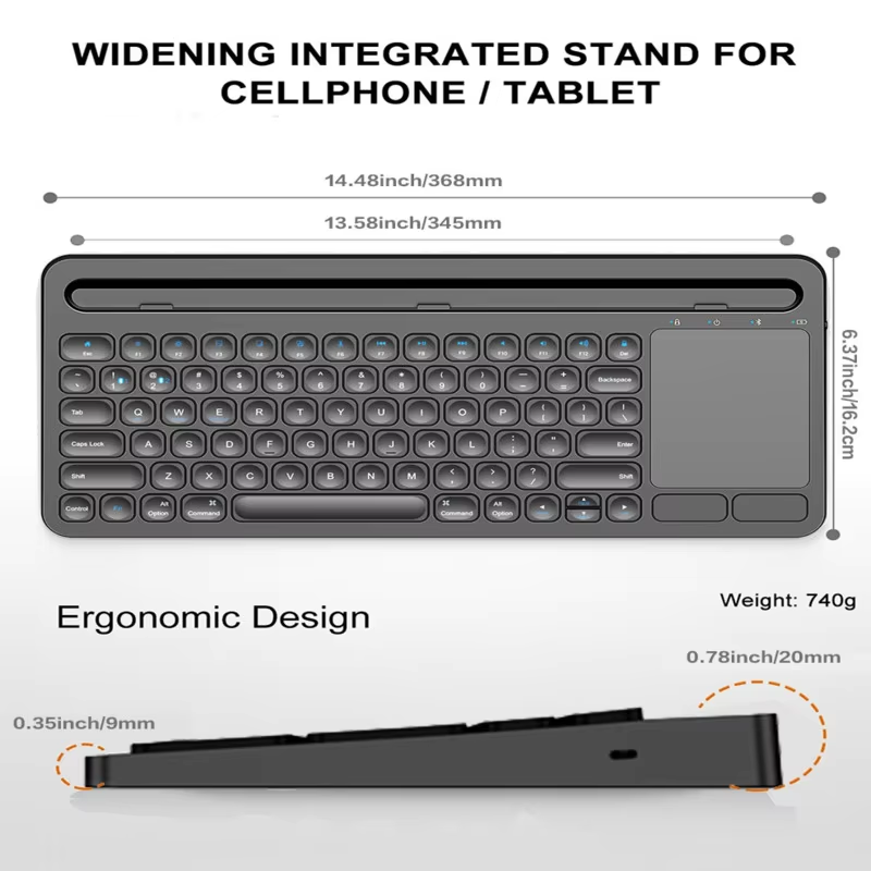 Bluetooth-Tastatur mit Touchpad, Bluetooth 5.0-Tastatur für mehrere Geräte, kabellose iPad-Tastatur mit Touchpad, wiederaufladbar