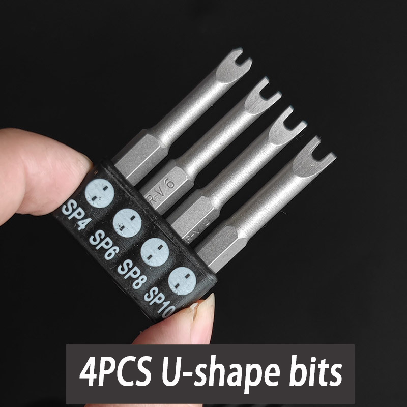 Jeu d'embouts de tournevis de forme spéciale, 1/4 en effet, tige hexagonale, triangle, en forme de U, en forme de Y, trois points pour perceuse, outil de réparation, 5 pièces: Or